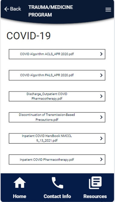 Lejeune Trauma App Screenshot