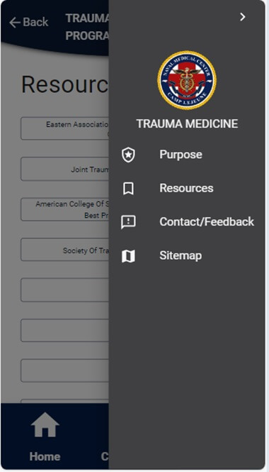 Lejeune Trauma App Screenshot