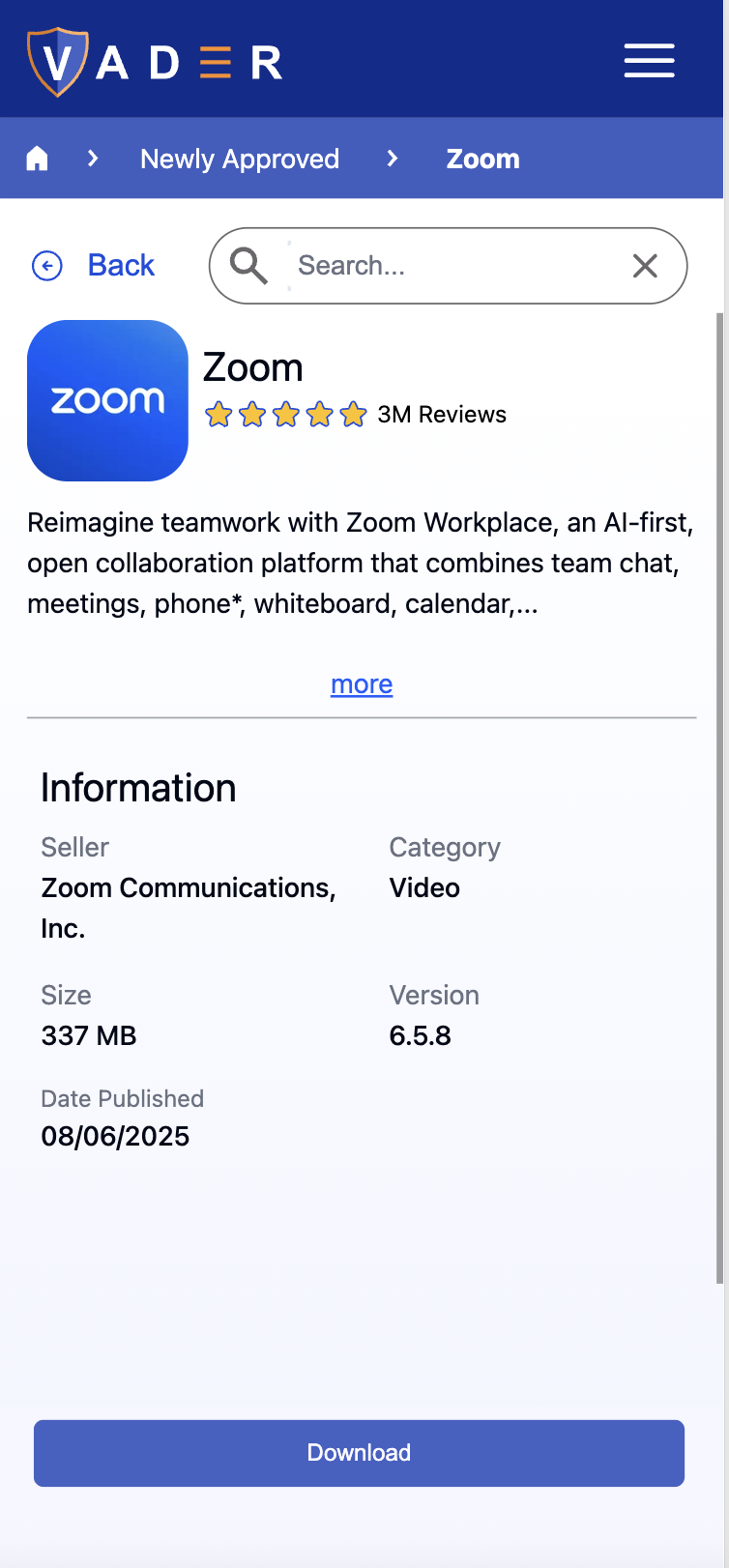 Screenshot of App Detail Page