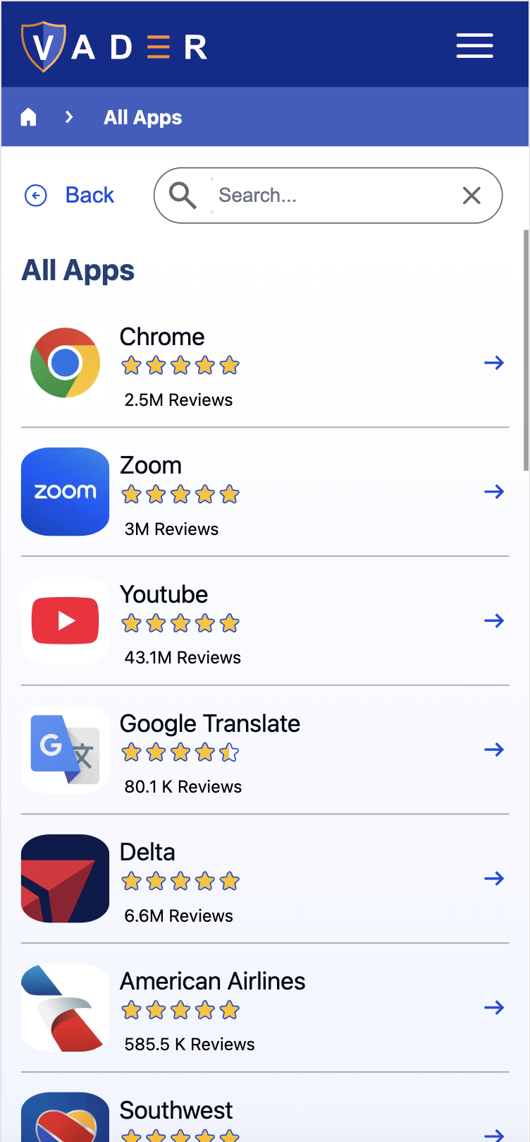 Screenshot of All Apps Page