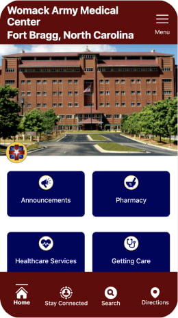 Womack Fort Bragg App Screenshot